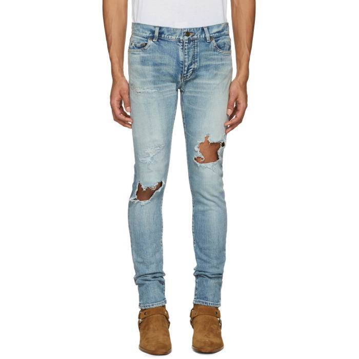 Photo: Saint Laurent Blue Low Waisted Skinny Jeans