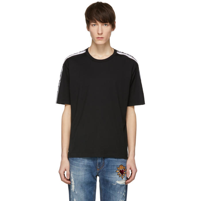 Photo: Dolce and Gabbana Black Logo Tape T-Shirt