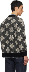 South2 West8 Black Crew Neck Snowflakes Sweater