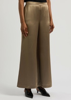 BY Malene Birger Lucee Flared Satin Trousers Light Brown