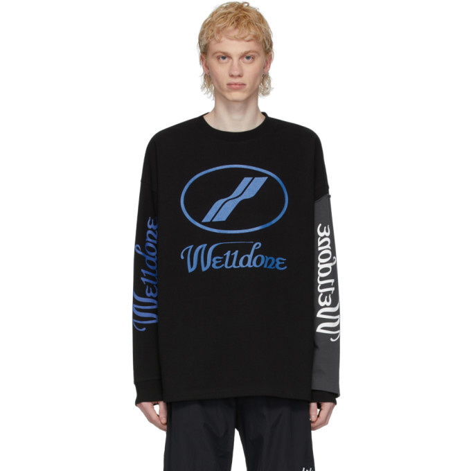 We11done Black Remake Logo Long Sleeve T-Shirt We11done