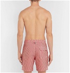 Thom Browne - Mid-Length Striped Seersucker Swim Shorts - Red