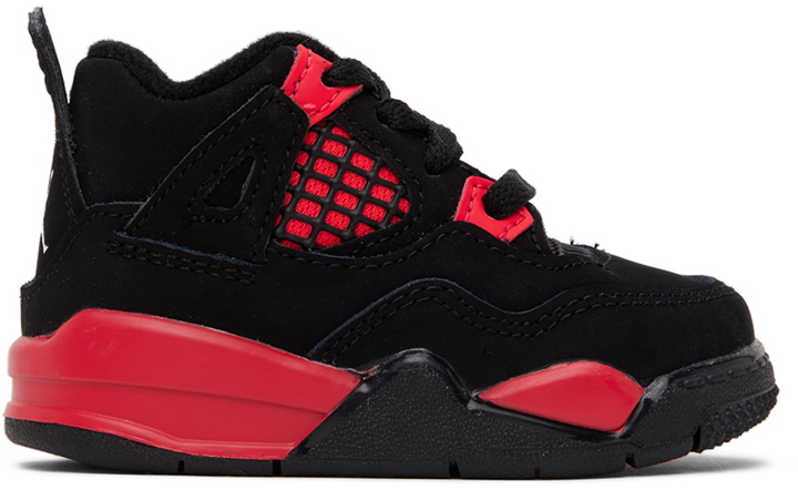 Photo: Nike Jordan Baby Black & Red Jordan 4 Retro Red Thunder Sneakers