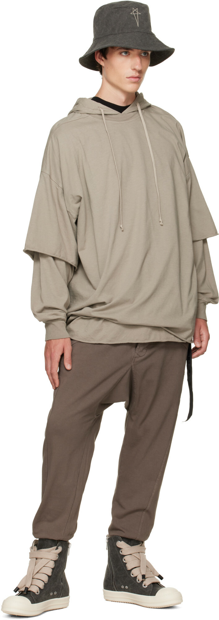 Rick Owens DRKSHDW Brown Tower Prisoner Drawstring Sweatpants