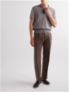 Stoffa - Straight-Leg Pleated Linen Suit Trousers - Brown