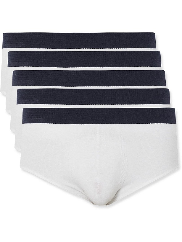 Photo: Hamilton And Hare - Five-Pack Stretch-Cotton Jersey Briefs - White