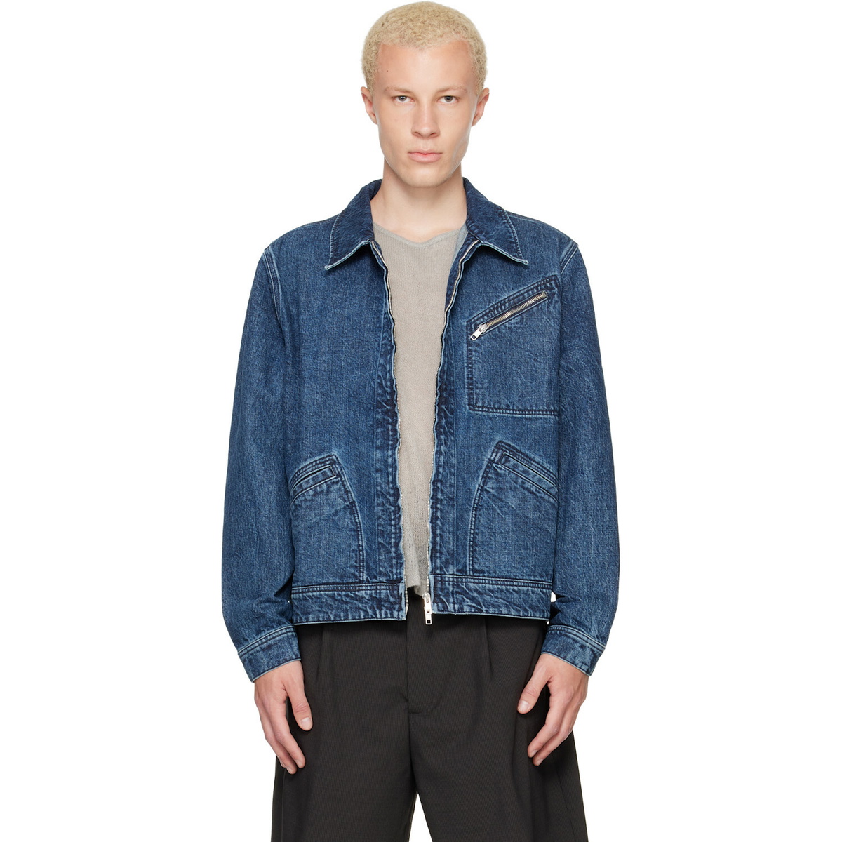 Kenzo Navy Kenzo Paris 'KENZO Signature' Utility Denim Jacket