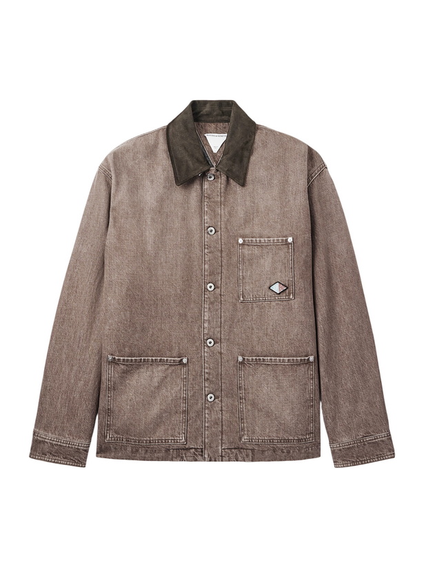 Photo: Bottega Veneta - Logo-Appliquéd Suede-Trimmed Denim Jacket - Brown