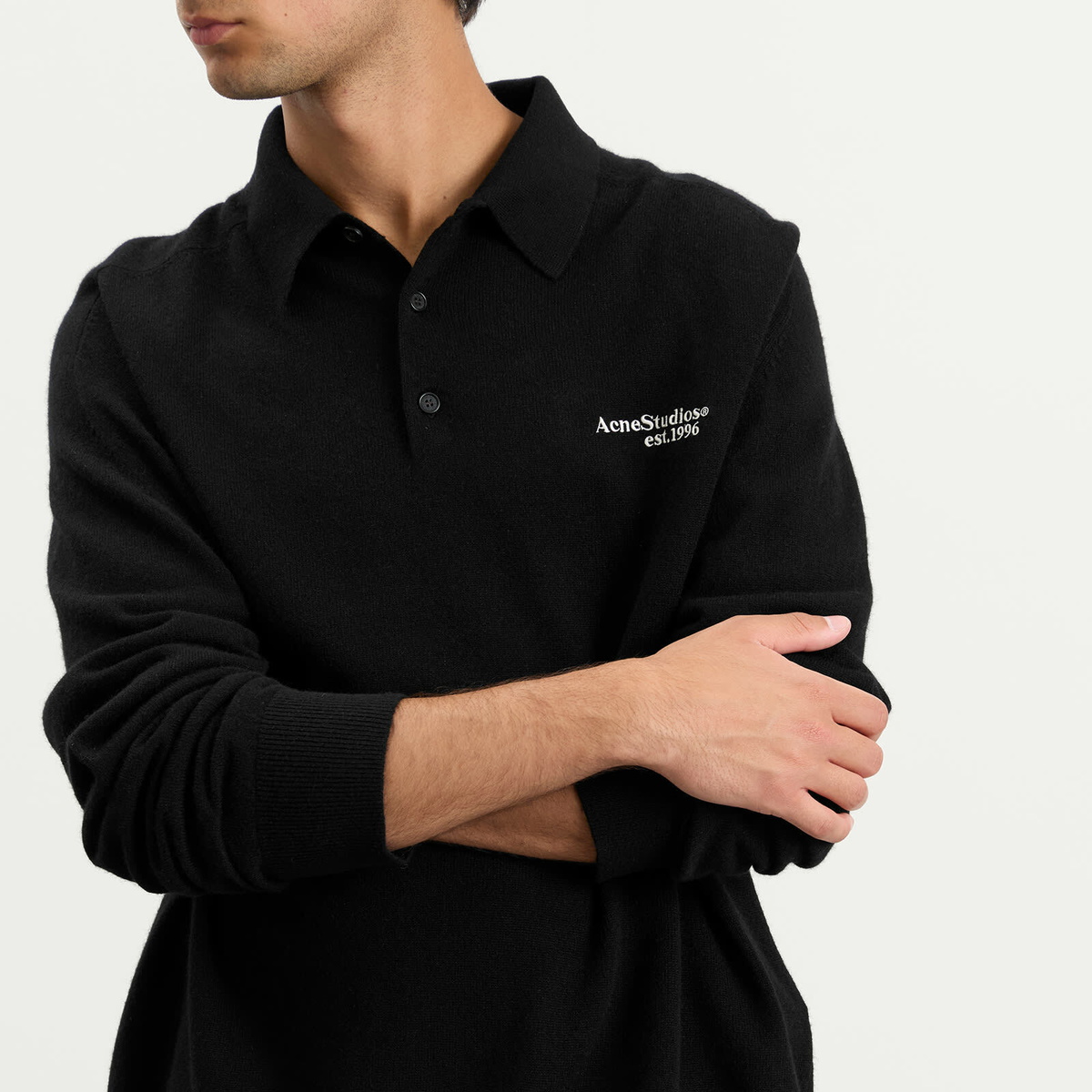 Acne Studios Men's Kluxey Light Richard Yak Polo Jumper in Black