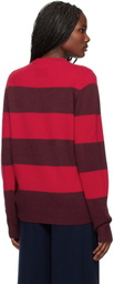 Guest in Residence Red & Burgundy Stripe Crew Sweater