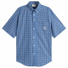 Drôle de Monsieur Men's Short Sleeve Check Shirt in Blue