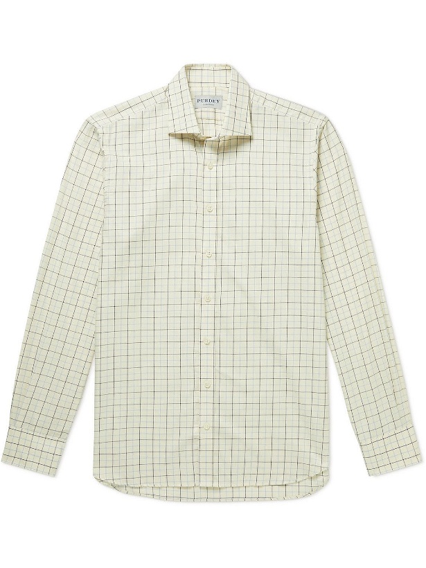 Photo: Purdey - Cutaway-Collar Checked Cotton-Twill Shirt - Neutrals