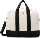 Y's Off-White & Black Canvas Combi Boston Tote
