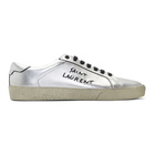 Saint Laurent Silver Used-Look Court Classic SL/06 Sneakers