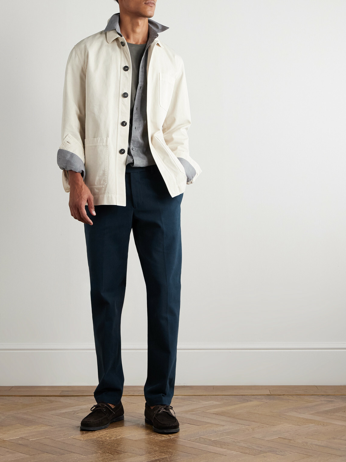 Thom Sweeney - Straight-Leg Cotton-Twill Trousers - Blue