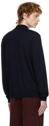 Dries Van Noten Navy Mock Neck Sweater