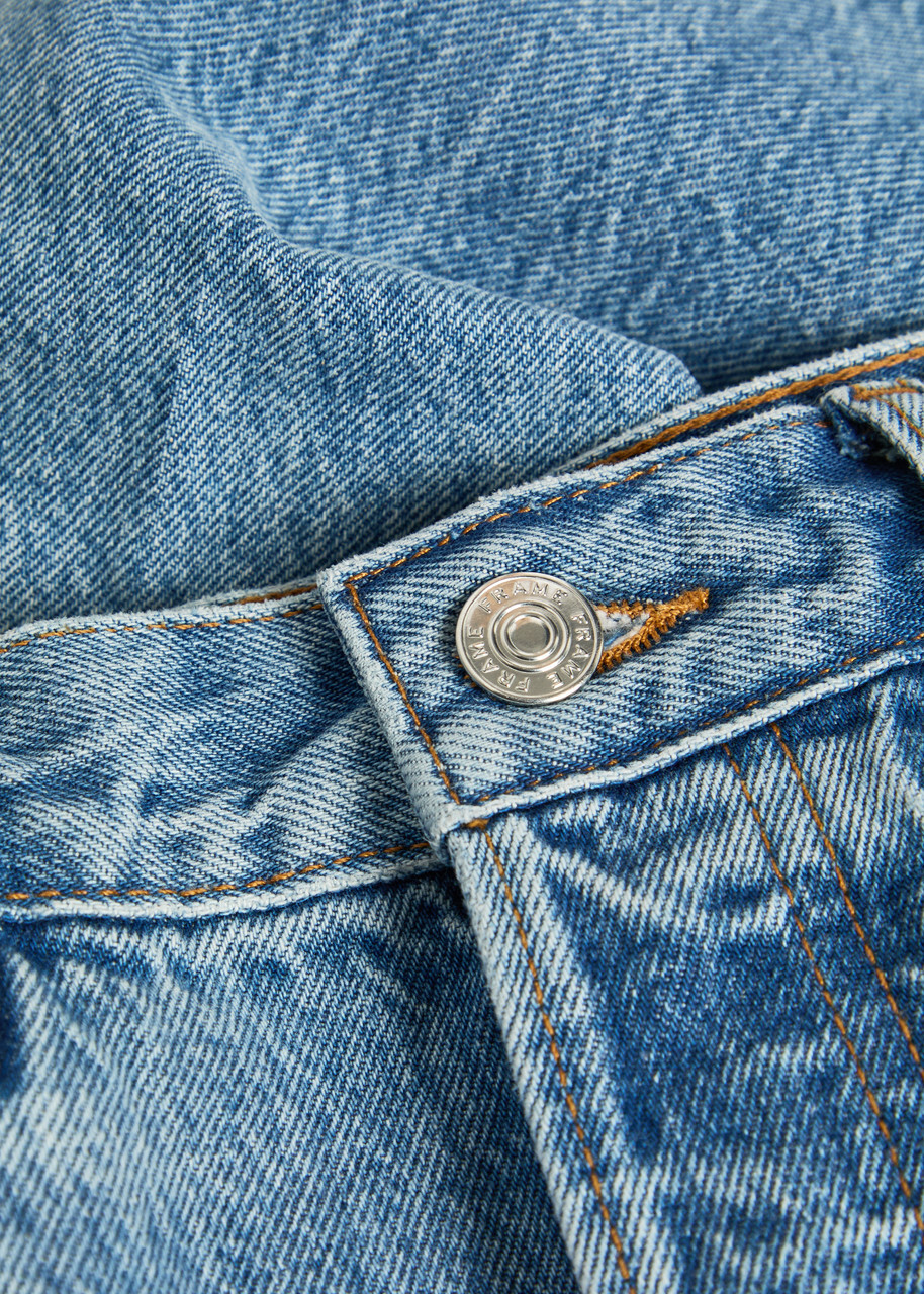 Frame The Lax Distressed Flared-leg Jeans Blue