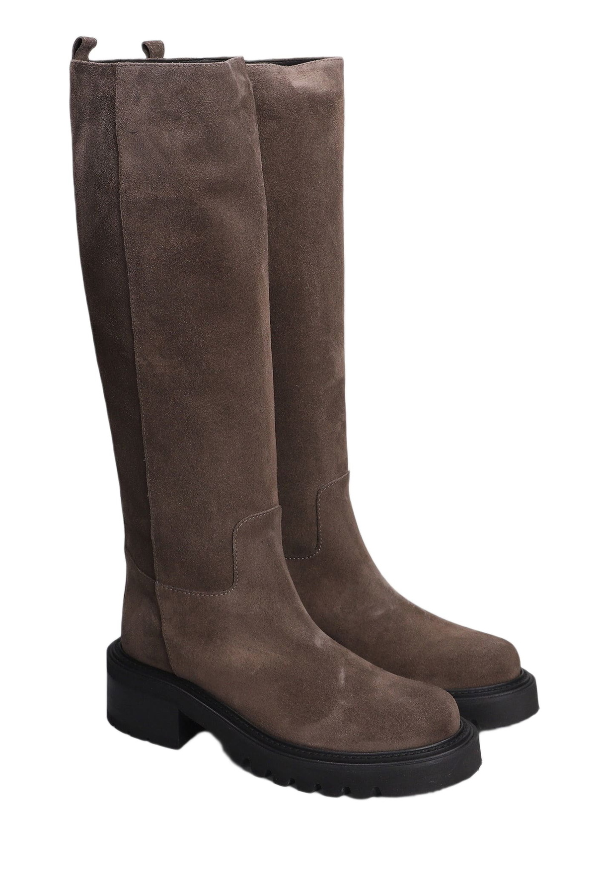 Via Roma 15 Low Heels Boots In Brown Suede