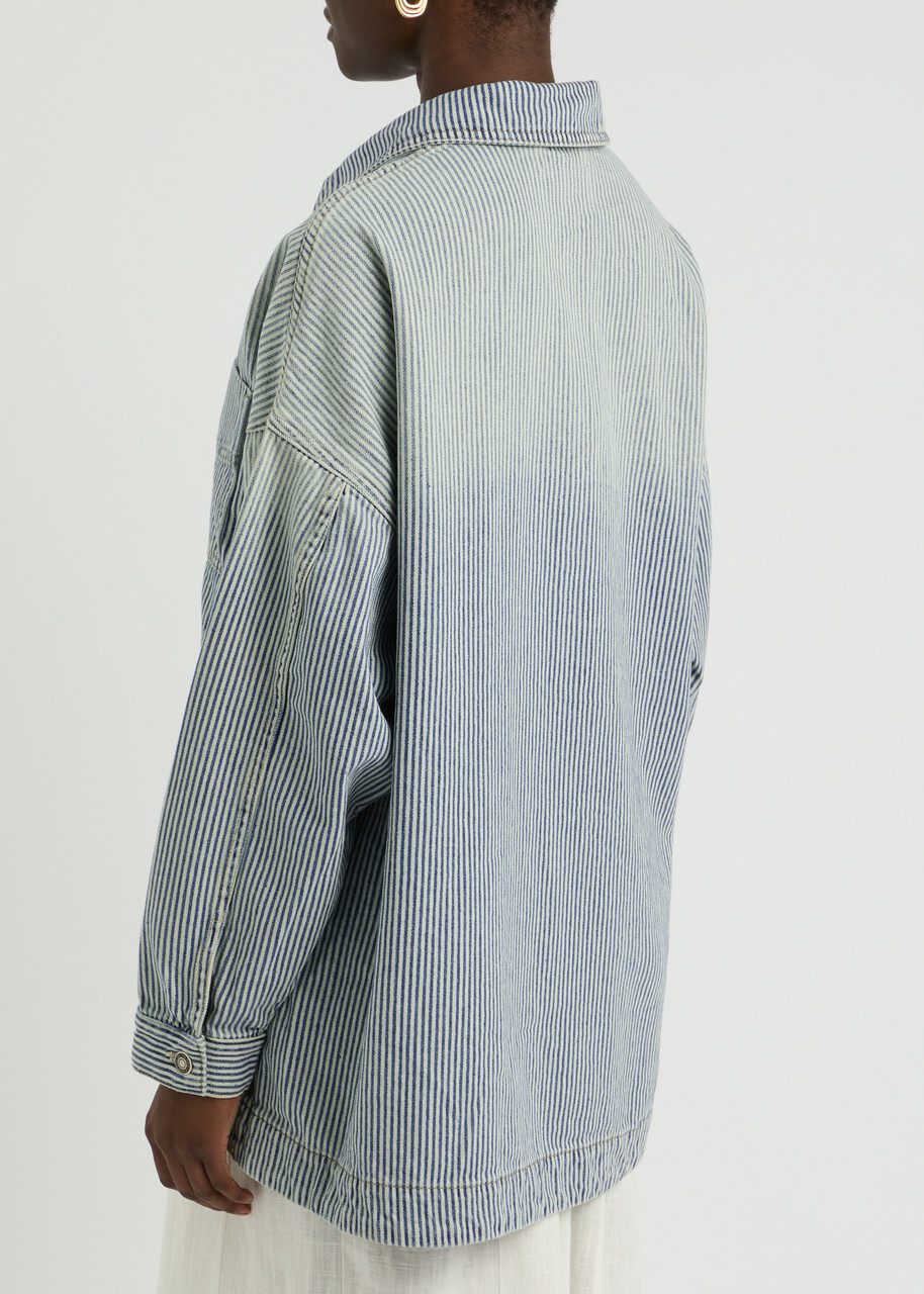 Free People Madison City Striped Denim Jacket