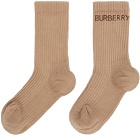 Burberry Beige Logo Sports Socks