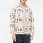 Wax London Men's Whiting Maze Overshirt in Ecru/Rust