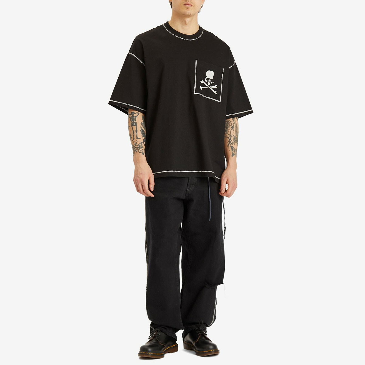 mastermind JAPAN Men's Inside-Out Straight Denim Pants in