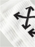 Off-White - Arrow Bookish Ribbed Stretch Cotton-Blend Socks