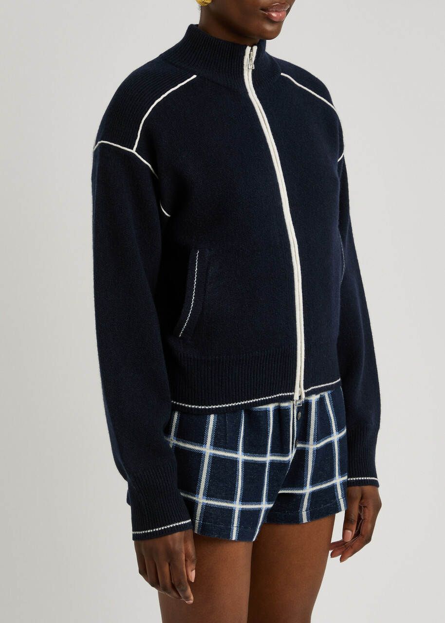 Guest In Residence Panelled Cashmere Track Jacket Navy