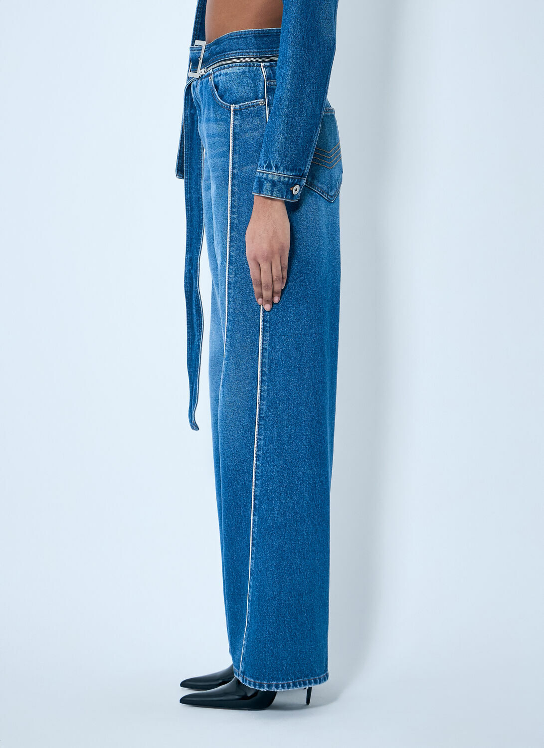 Jean Paul Gaultier Zip-Belt Denim Jeans