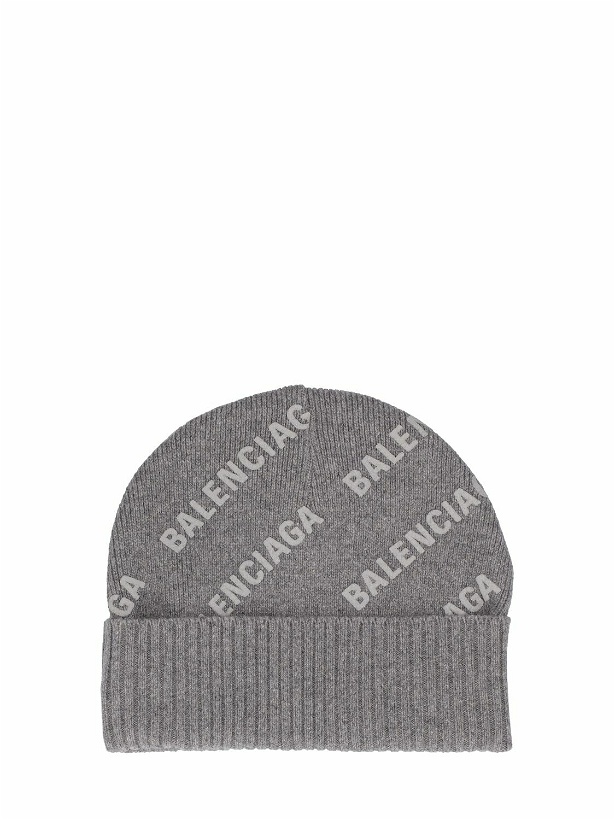 Photo: BALENCIAGA - Logo Printed Cashmere Knit Beanie Hat
