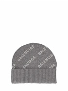 BALENCIAGA - Logo Printed Cashmere Knit Beanie Hat