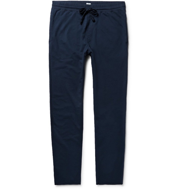 Photo: Schiesser - Anton Slim-Fit Tapered Loopback Cotton-Jersey Sweatpants - Men - Storm blue