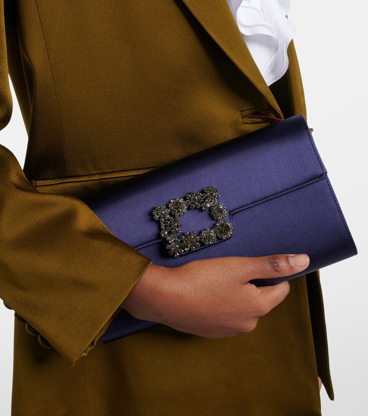 Roger Vivier Efflorescence embellished satin clutch