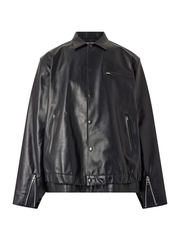 Photo: Sacai - Layered Leather Blouson Jacket - Black