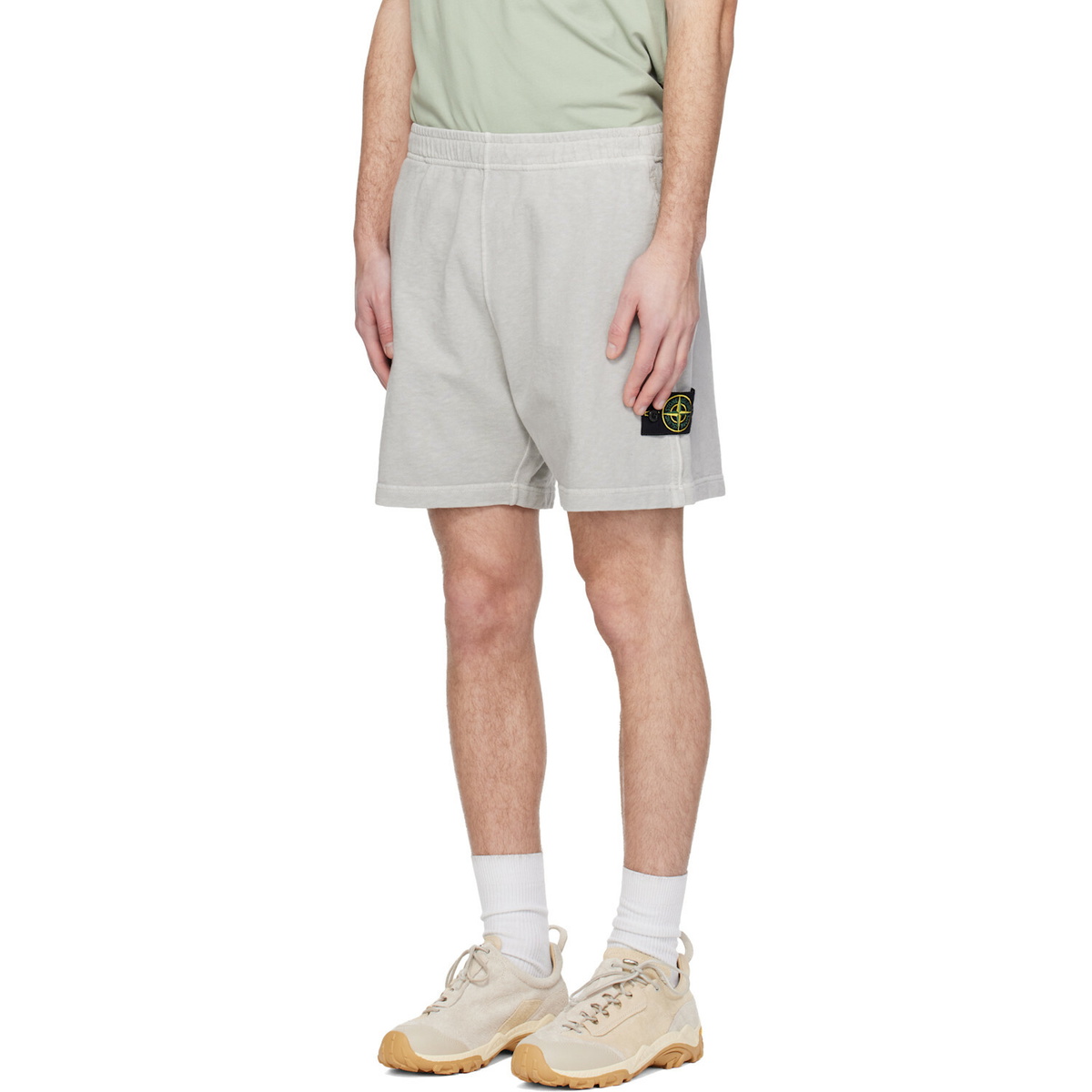 Stone Island Gray 6200014 Malfilé Fleece Old Effect Shorts