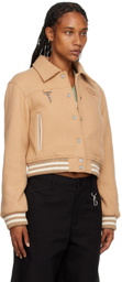 Reese Cooper Tan Embroidered Bomber Jacket