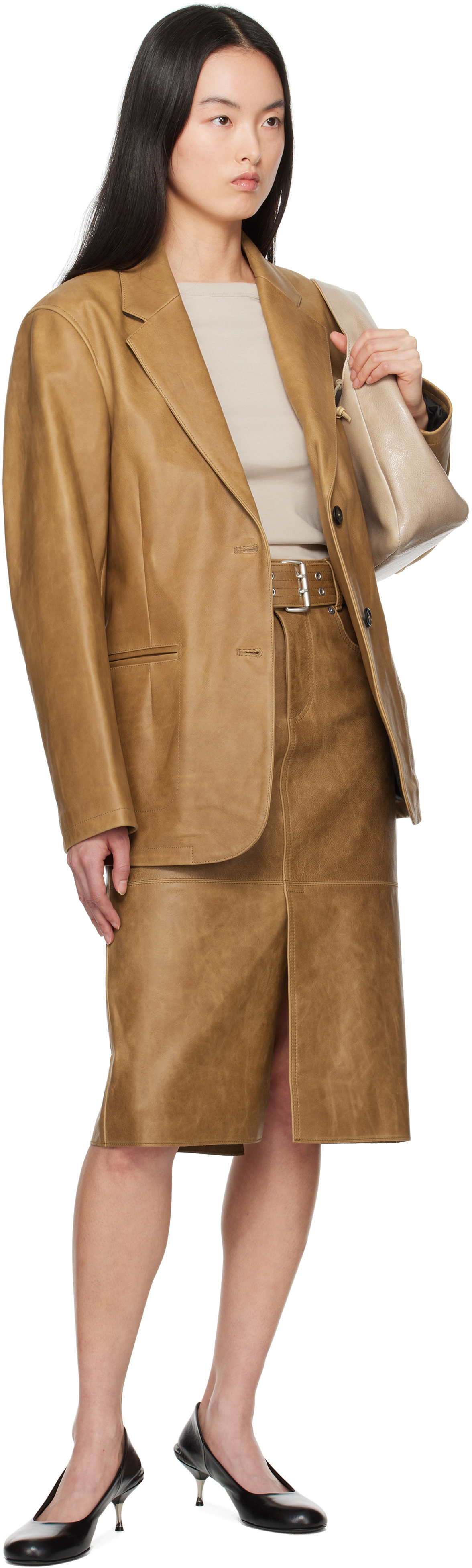 OUR LEGACY Tan Opening Leather Blazer