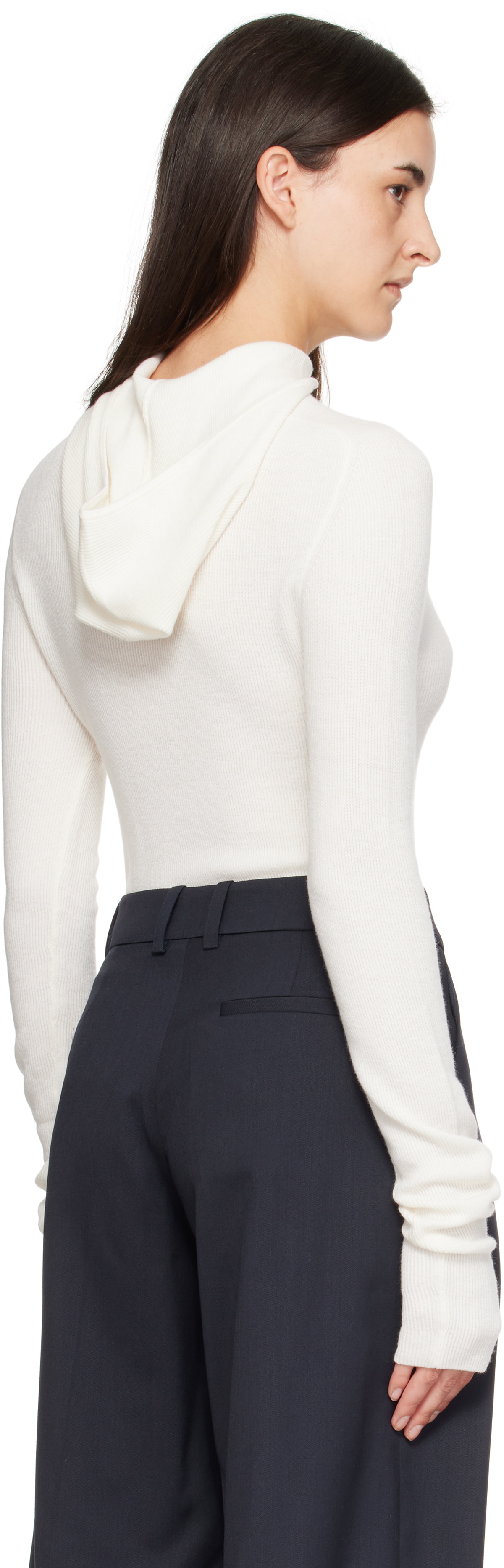 The Frankie Shop Off-White Danae Knit Hoodie