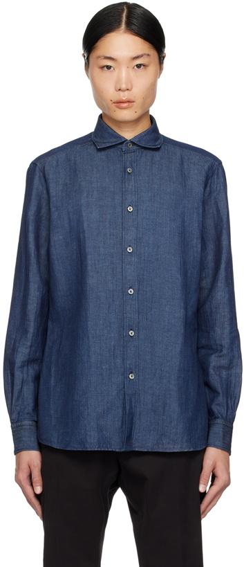 Photo: ZEGNA Blue Buttoned Denim Shirt