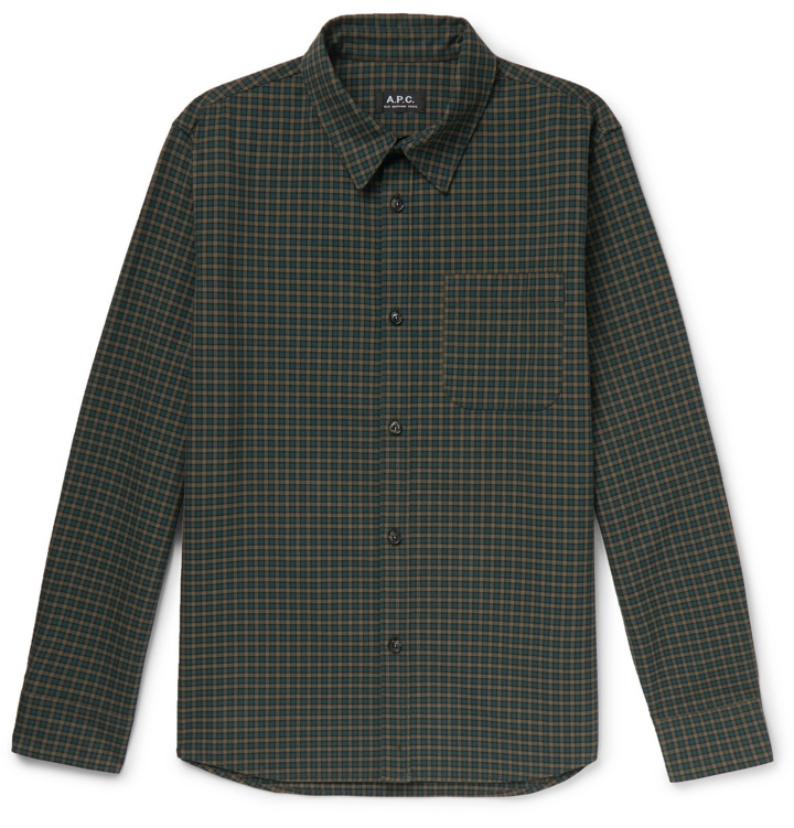 Photo: A.P.C. - Trek Checked Cotton-Flannel Overshirt - Green