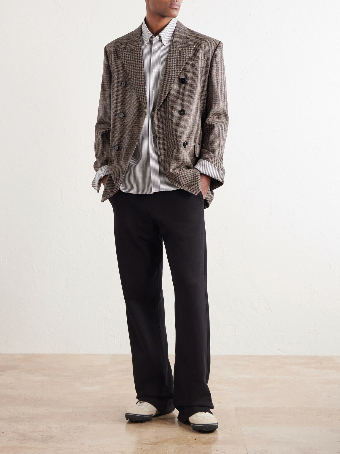 AMI PARIS - Logo-Embroidered Striped Cotton-Oxford Shirt - Gray