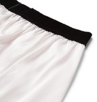 TOM FORD - Velvet-Trimmed Stretch-Silk Satin Boxer Shorts - Neutrals