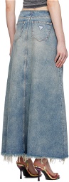 GUESS USA Blue Open Front Denim Maxi Skirt