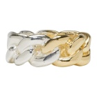 Maison Margiela Gold and Silver Curb Chain Ring