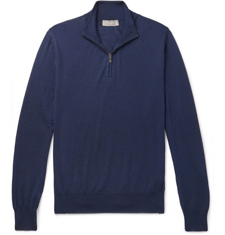 Photo: Canali - Merino Wool Half-Zip Sweater - Men - Blue