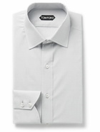 TOM FORD - Slim-Fit Cutaway-Collar Prince Of Wales Checked Cotton-Poplin Shirt - Gray