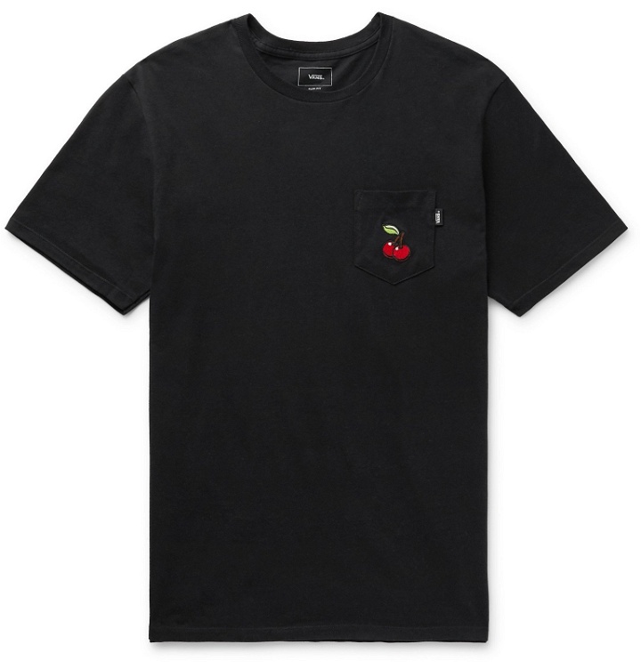 Photo: Vans - Slim-Fit Embroidered Combed Cotton-Jersey T-Shirt - Black