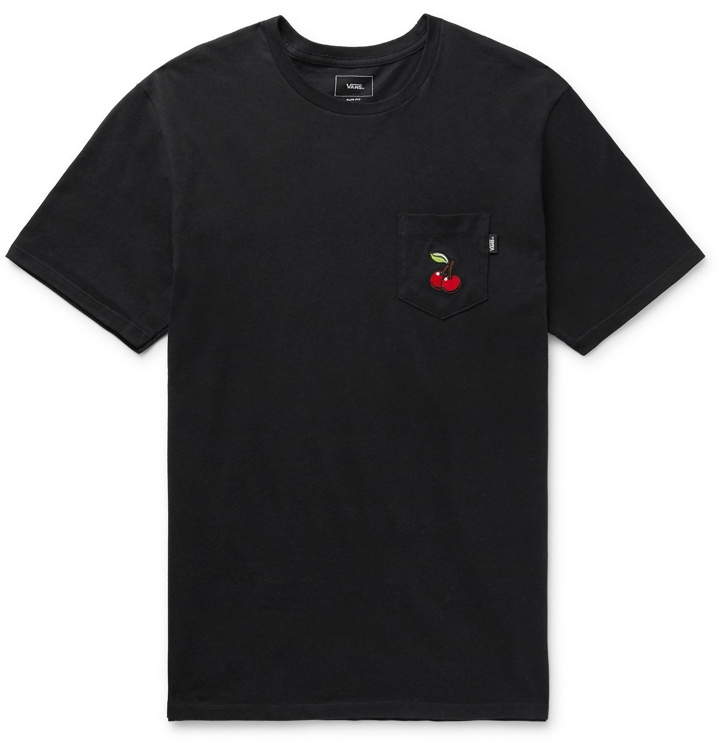 Photo: Vans - Slim-Fit Embroidered Combed Cotton-Jersey T-Shirt - Black