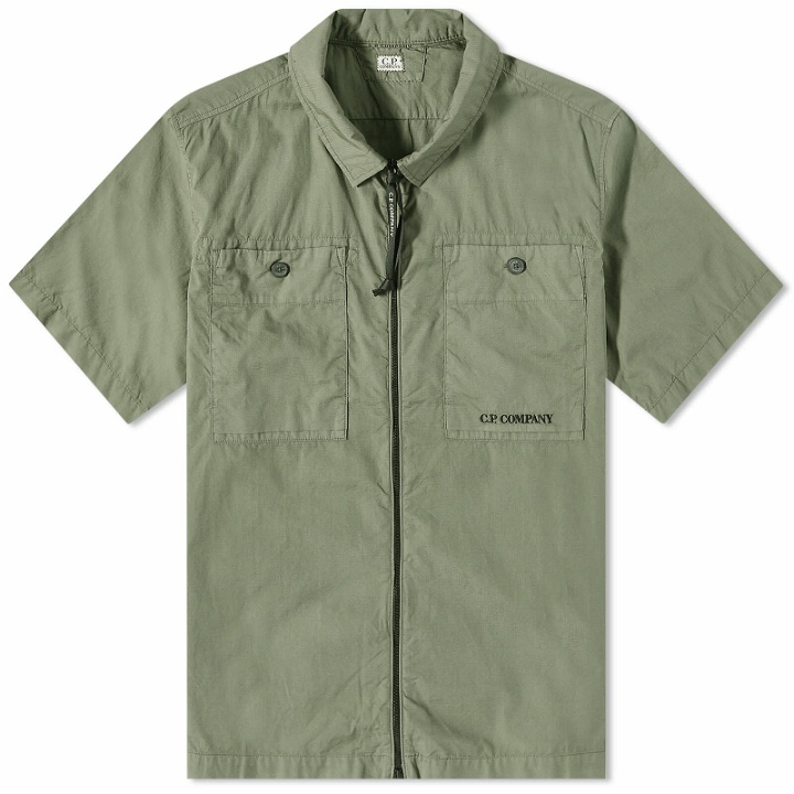 Photo: C.P. Company Men's Ripstop Zipped Shirt in Bronze Green