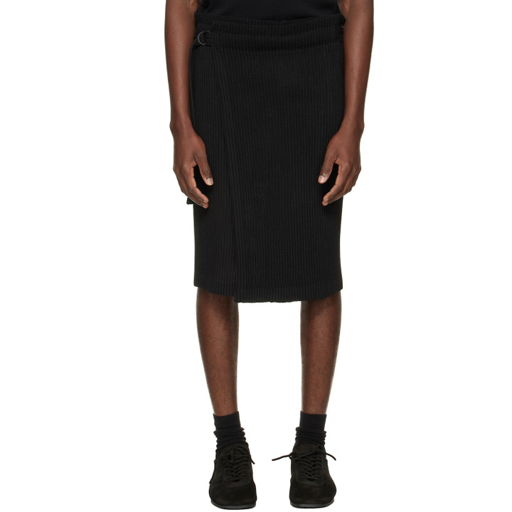 Photo: HOMME PLISSÉ ISSEY MIYAKE Black Rustic Mesh Midi Skirt
